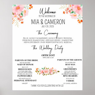 Greenery Floral Wedding Program Poster