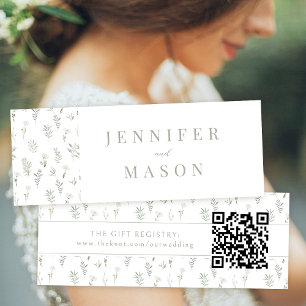 Greenery floral wedding QR registry insert card