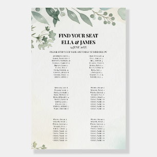 Greenery Floral Wedding Seating Chart Sign