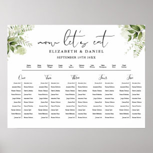 Greenery Floral Wedding Table Plan Seating Chart