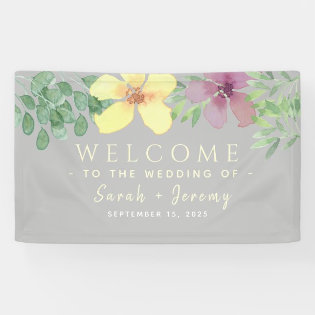 Greenery Floral Wedding Welcome Banner (Horizontal)