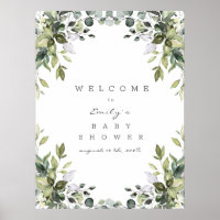 Greenery Floral Welcome Baby Shower Sign
