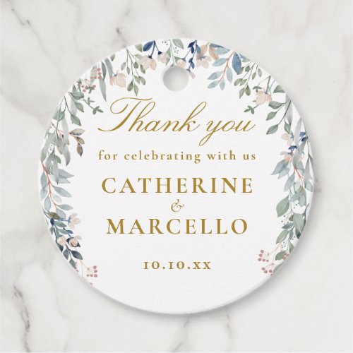 Greenery Floral Wildflowers Wedding Thank You Favor Tags