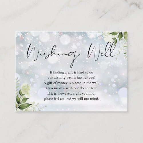Greenery Floral Wishing Well Winter Wedding Enclosure Card