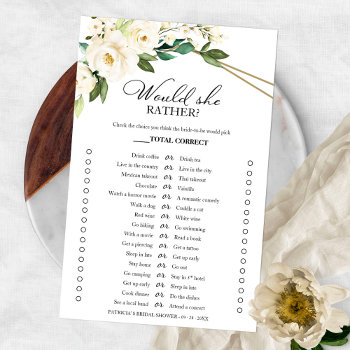 Greenery Floral Would She Rather Game Flyer by StampsbyMargherita at Zazzle