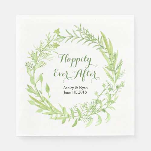 Greenery Floral Wreath Wedding Napkins