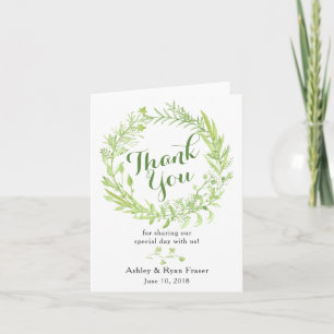 Greenery Floral Wreath Wedding Thank You Card