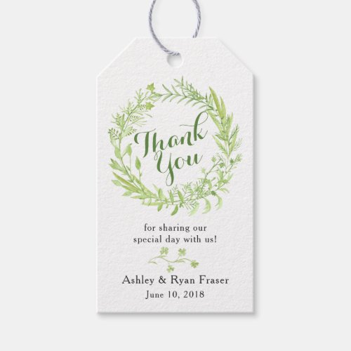 Greenery Floral Wreath Wedding Thank You Gift Tags