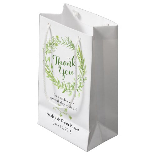 Greenery Floral Wreath Wedding Thank You Small Gift Bag