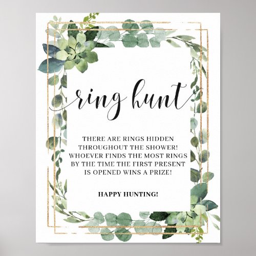 Greenery Folaige Eucalyptus Ring Hunt Game Sign