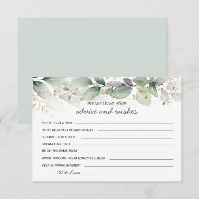 Greenery foliage Advice & Wishes for New Mr & Mrs Invitation (Front/Back)