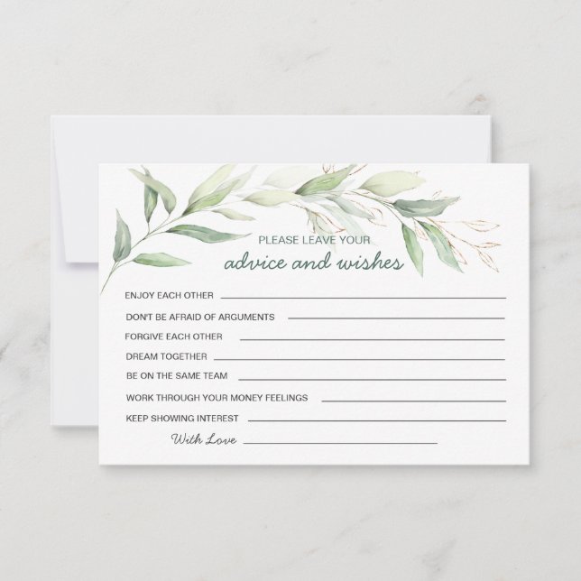 Greenery foliage Advice & Wishes for New Mr & Mrs Invitation (Front)