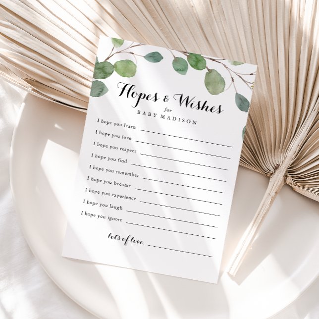 Greenery Foliage Baby Shower Hopes & Wishes Card (Creator Uploaded)