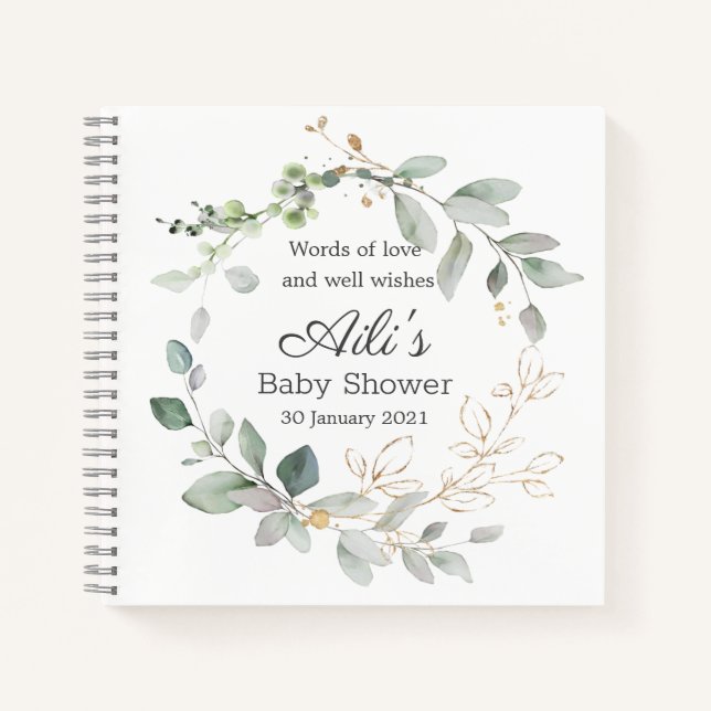 Greenery foliage Baby Shower Notebook (Front)