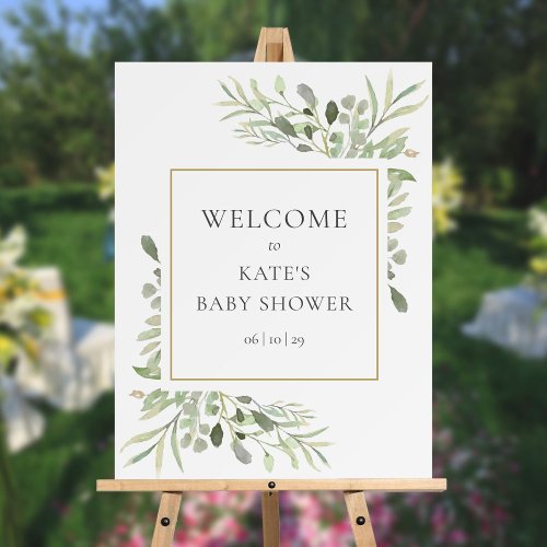 Greenery Foliage Baby Shower Welcome Sign