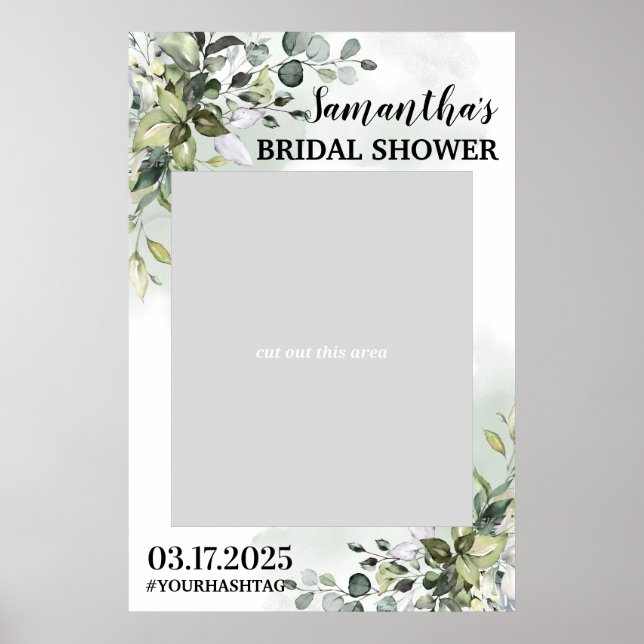 Greenery Foliage Boho Bridal Shower Photo Prop Poster (Front)