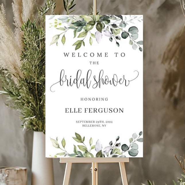 Greenery foliage boho bridal shower welcome sign (Greenery foliage boho bridal shower welcome sign)