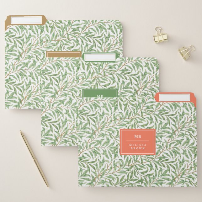 Greenery Foliage Botanical Pattern Green Orange File Folder (Set)