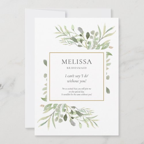 Greenery Foliage Bridesmaid Wedding Info Card 