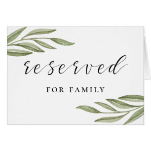Greenery foliage calligraphy wedding reserved sign cards