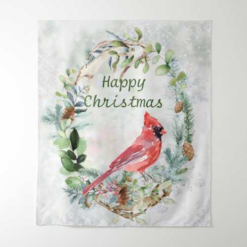 Greenery Foliage Cardinal Bird Tapestry