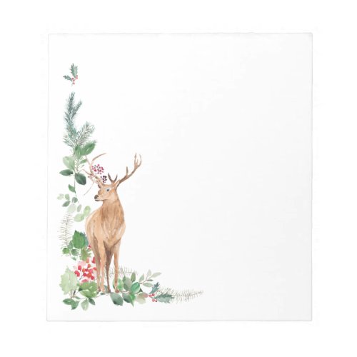 Greenery Foliage Christmas Deer Notepad