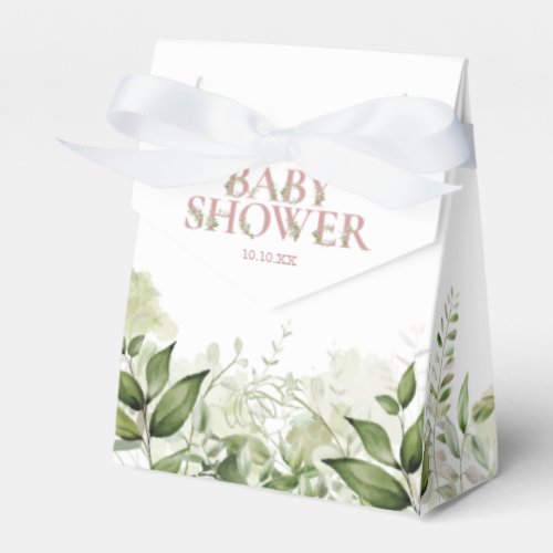 Greenery Foliage Dusty Rose Baby Shower Favor Boxes