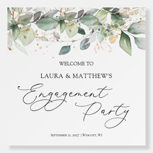 Greenery Foliage Engagement Party Welcome Foam Foam Board