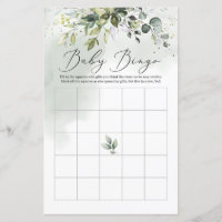 Greenery foliage eucalyptus boho baby bingo game