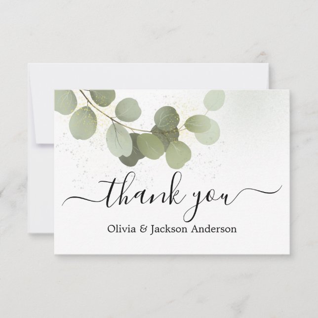 Greenery Foliage Eucalyptus Thank You Card (Front)