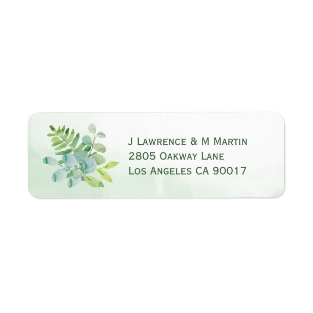 Greenery Foliage Eucalyptus Watercolor Address Label (Front)