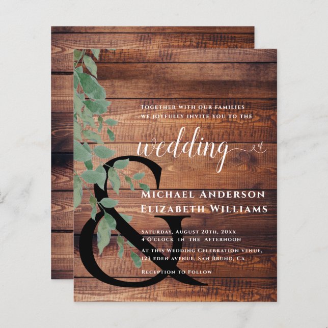 Greenery Foliage Eucalyptus Wedding Invitation (Front/Back)