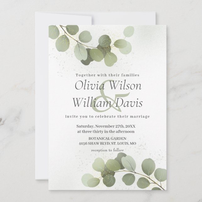Greenery Foliage Eucalyptus Wedding  Invitation (Front)