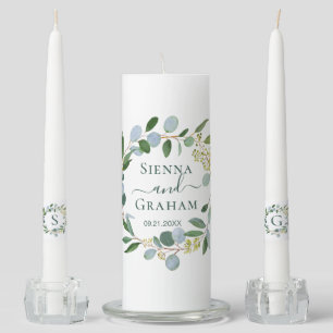 Greenery Foliage, Eucalyptus Wedding Pillar Candle