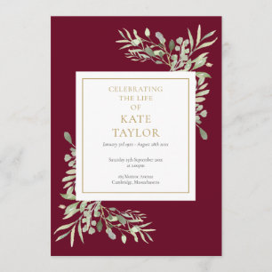 Greenery Foliage Funeral Memorial Order Of Service Program
