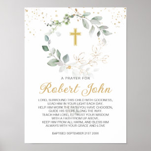 Greenery Foliage Gender Neutral Baptism Prayer Poster