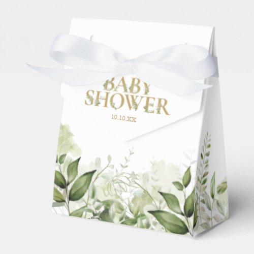 Greenery Foliage Gold Baby Shower Favor Box