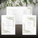 Greenery Foliage Gold Geometric Wedding Program<br><div class="desc">Featuring delicate watercolor greenery leaves,  this chic botanical folded wedding program can be personalized with your special wedding day information. Designed by Thisisnotme©</div>