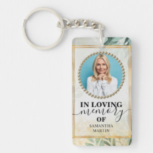 Greenery Foliage Gold Memorial Gift Keychain