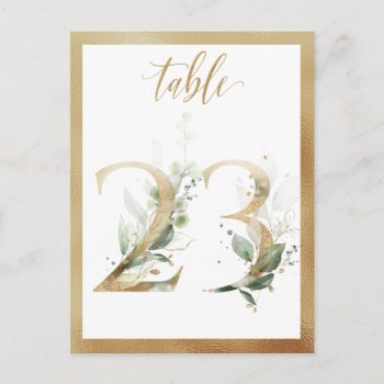 Greenery Foliage Gold Table Numbers  Table 23 Card by IrinaFraser at Zazzle
