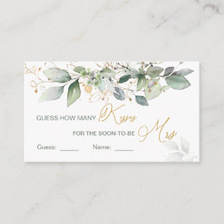 Greenery foliage Guess How Many Kisses Game Enclosure Card