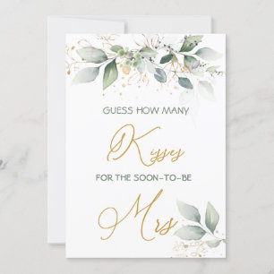 Greenery foliage Guess How Many Kisses Game Invitation