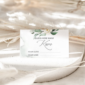 Greenery foliage how many kisses bridal game enclosure card