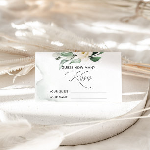 Greenery foliage how many kisses bridal game enclosure card