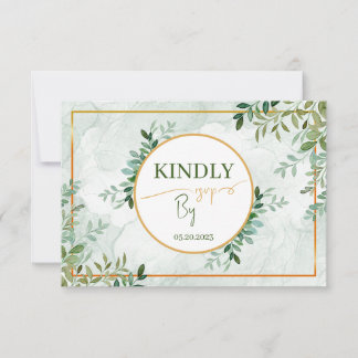 Greenery foliage leaves 3 meal choice RSVP card