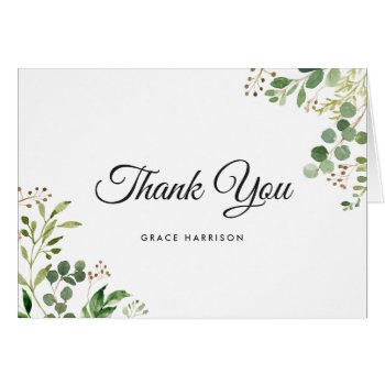 Greenery Foliage Leaves Elegant Thank You by OwlsomePaperie at Zazzle