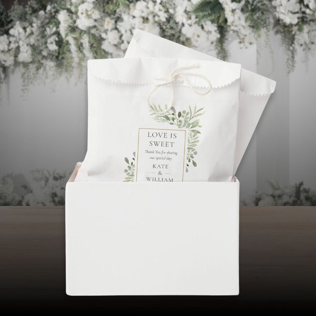 Greenery Foliage Love Is Sweet Wedding Favor Bag (Greenery Foliage Love Is Sweet Wedding Favor Bag)