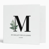 Greenery foliage monogram recipe book 3 ring binder (Front/Inside)