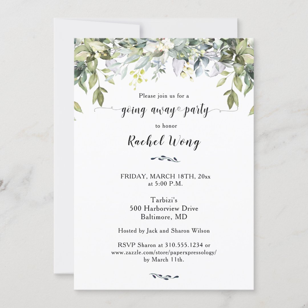 Greenery Foliage Moving Going Away Party Photo Invitation | Zazzle