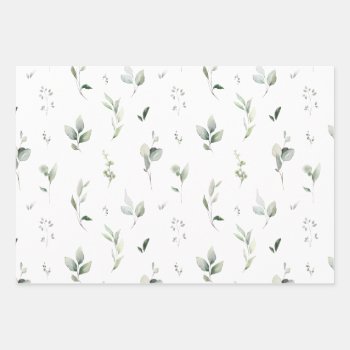 Greenery Foliage Paper Flat Sheet Set Of 3 by IrinaFraser at Zazzle